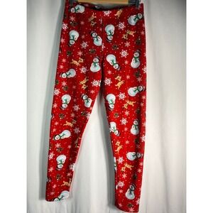 No Boundaries Christmas‎ Leggings Women L/G Snowman Reindeer Holiday Cute